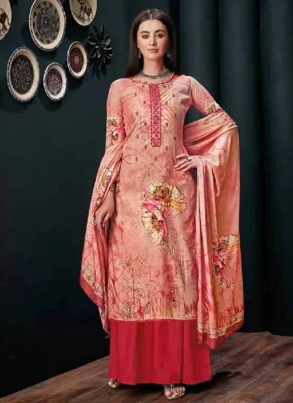 Peach Pure Zam Slub Palazzo Dress Tunics Velvet soft