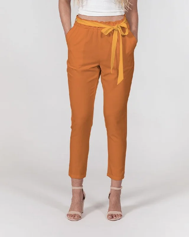 Prin Orange Belted Tapered Pants Classic Chino Pants