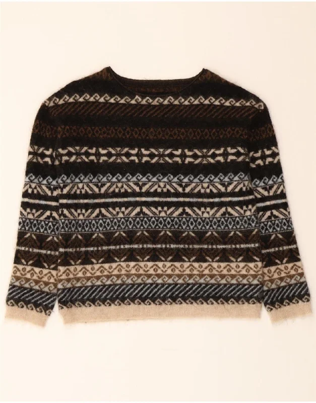 VINTAGE Womens Boat Neck Jumper Sweater UK 16 Large Multicoloured Anti-Pilling Anti-Shrink Durable