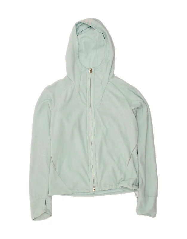 ADIDAS Womens Clima 365 Hooded Fleece Jacket UK 16 Large  Blue Polyester Print Jacket Jacquard Jacket Embroidered Jacket