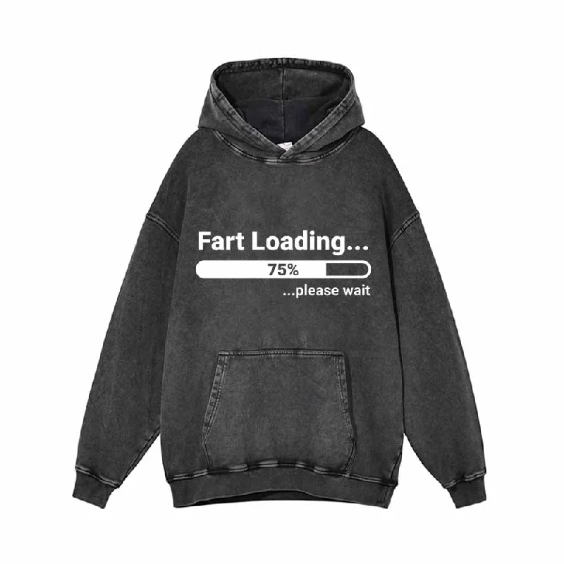 Fart Loading 75% Vintage Washed Hoodie Sweatshirt Hoodie with Set-In Sleeves Structured Classic