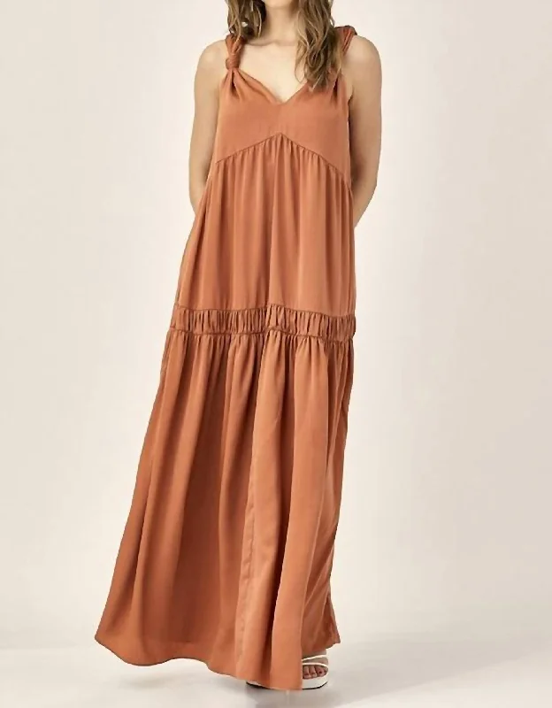 Knot Strap Dress In Cinnamon