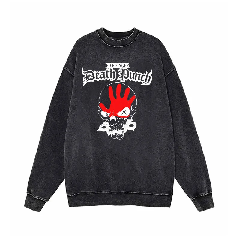 Five Finger Death Punch Vintage Vintage Washed Sweatshirt Graphic Hoodie Design Print