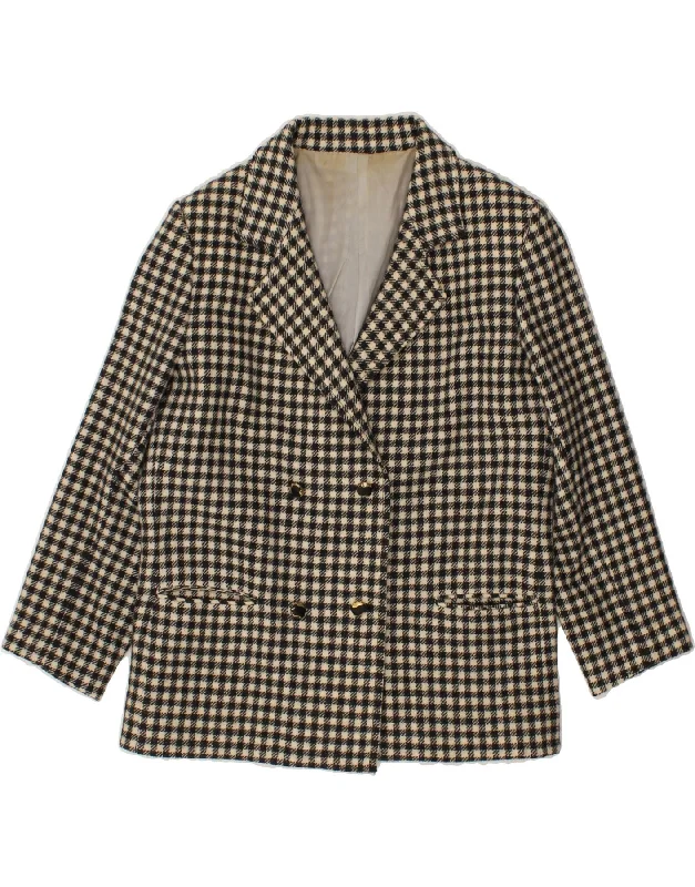 VINTAGE Womens Double Breasted Blazer Jacket UK 12 Medium Beige Gingham Corduroy Jacket Velvet Jacket Brocade Jacket