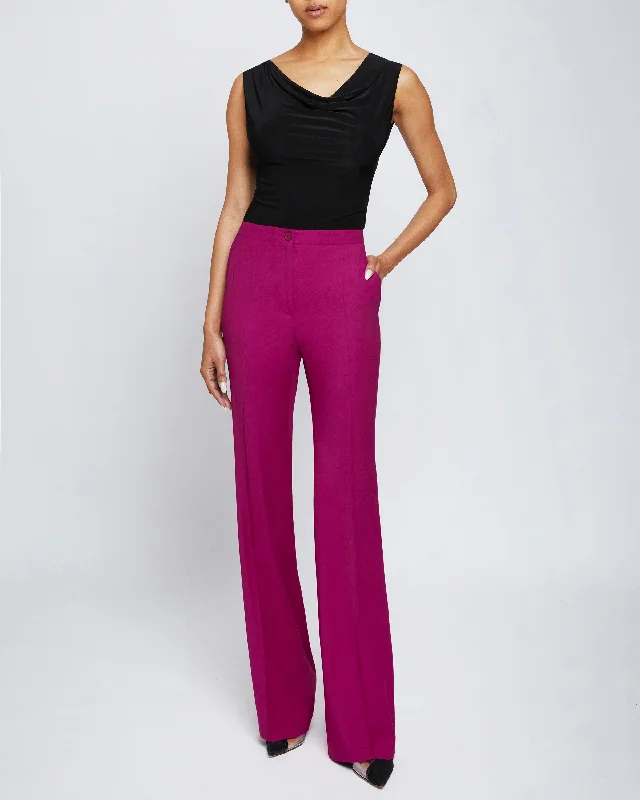 BETH Mid-Rise Flared Pants in Virgin Wool Stretch Cozy Maternity Pants