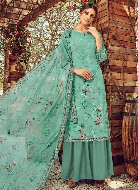Rama Green Pure Georgette Palazzo Dress Tunics Chic fashionable