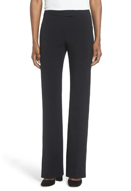 Women's Black, Flat Front, Contemporary Low Rise Dress Pants Relaxed Casual Leggings