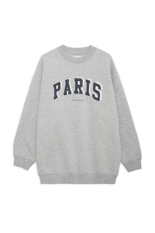 Anine Bing - Tyler Sweatshirt Paris in Heather Grey Hoodie with Tie-Dye Psychedelic Retro