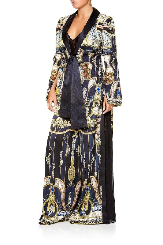 TIE FRONT JACKET MIDNIGHT MEETING Hooded Jacket Caped Jacket Shawl Collar Jacket
