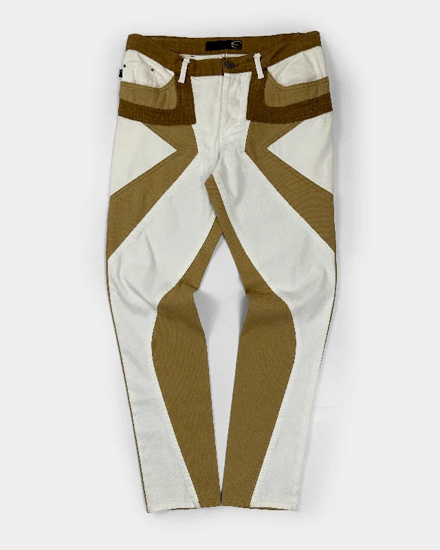 Roberto Cavalli 3-Tone Brown Pants 2000's Chic Slim Fit Pants