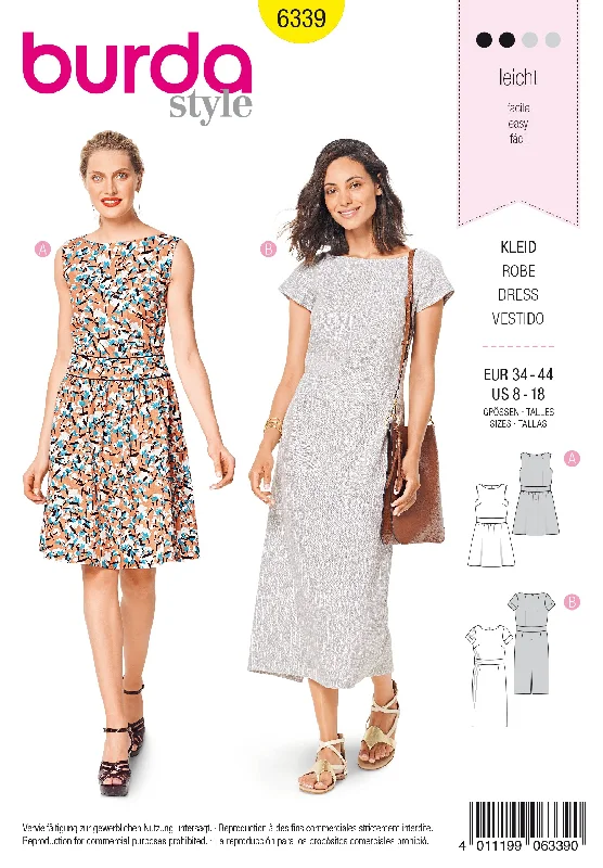 Burda Pattern 6339 Misses' dress with waistband Tunics Luxurious high-end