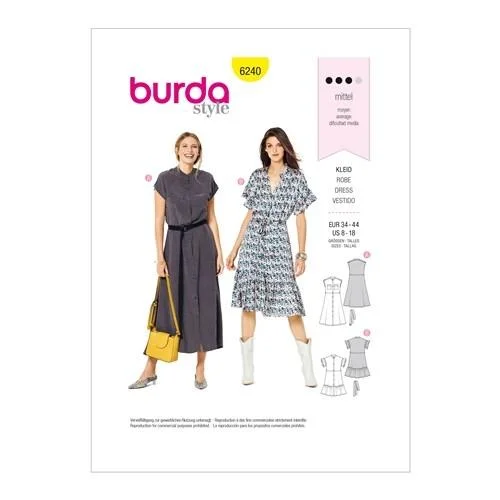 Burda Pattern X06240 Misses' Dresses (8-18) Tunics Solid Classic