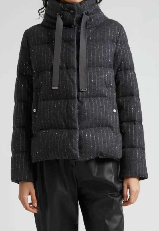 Herno Wool Blend Pinstripe Jacket Jersey Jacket Tulle Jacket Batik Jacket