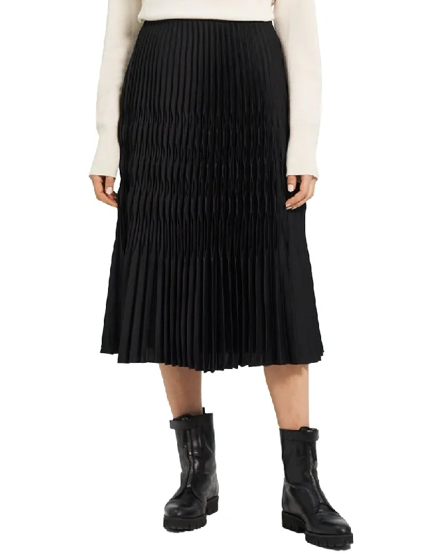 Theory Broken Pleat Midi Skirt linen skirt breathable