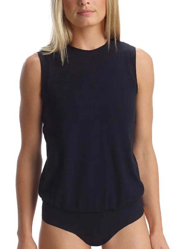 Essential Cotton Muscle Bodysuit In Black Trendy Sleeveless Bodysuit