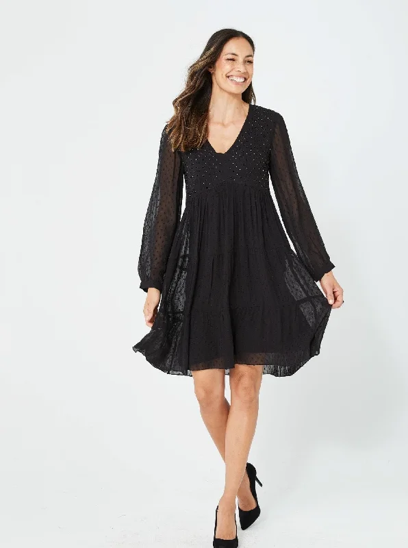 Woman Winter Black Party Fashion Casual Formal Black Dress - Winny Dress