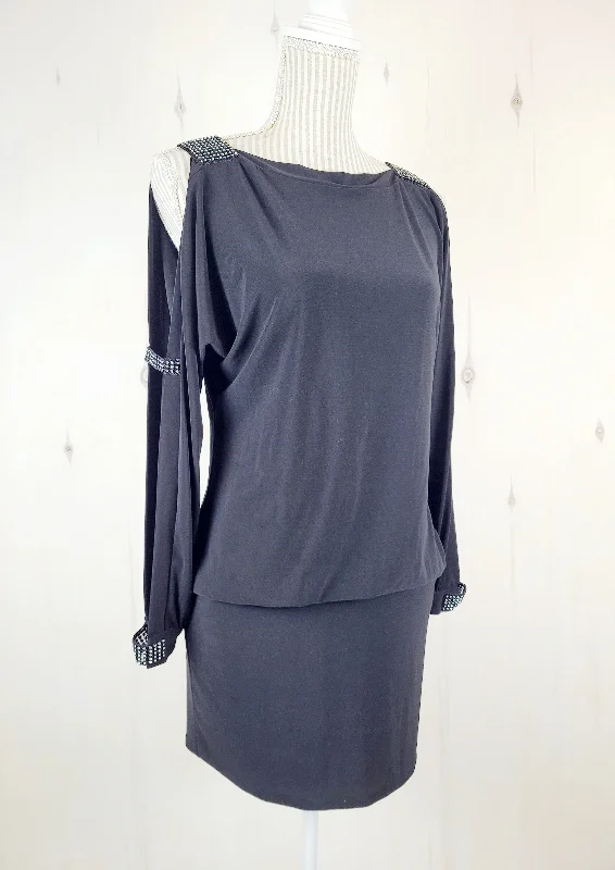 JOSEPH RIBKOFF BLACK DRESS WITH EMBELISHMENTS LADIES SIZE 10 PRE-LOVED
