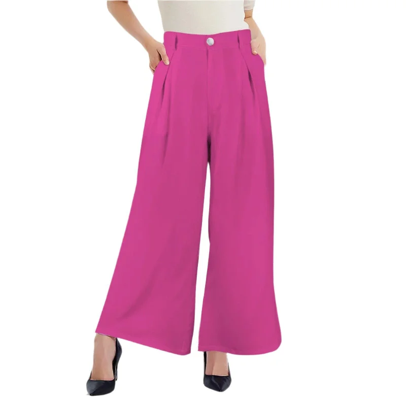 Onei Pink High Rise Wide Leg Pants Trendy Wide-Legged Trousers
