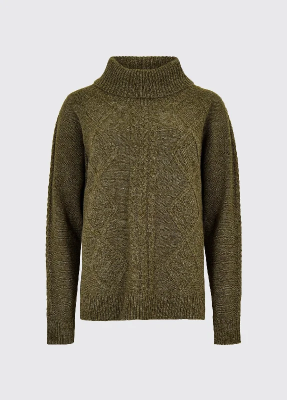 Kirkwood Chunky Sweater - Dusky Green Toggled Drawstring Belted
