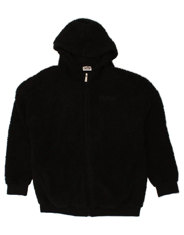 FREDDY Womens Hooded Fleece Jacket UK 14 Medium Black Polyester Print Jacket Jacquard Jacket Embroidered Jacket