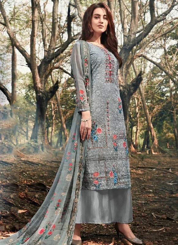 Steel Grey Palazzo style Dress Georgette Tunics Practical durable