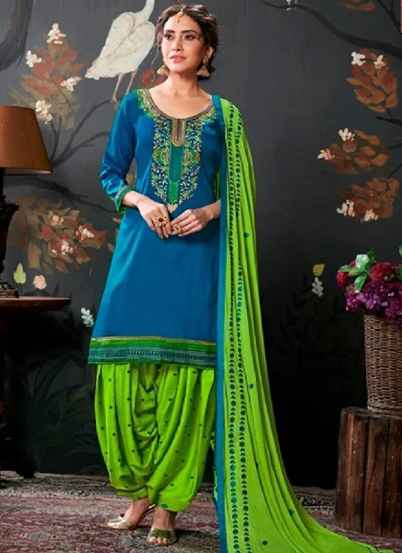Blue Gles Cotton Dress Patiyala Tunics Mesh breathable