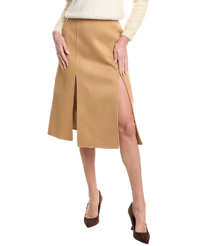 Michael Kors Collection Melton Wool Midi Skirt wool skirt sturdy
