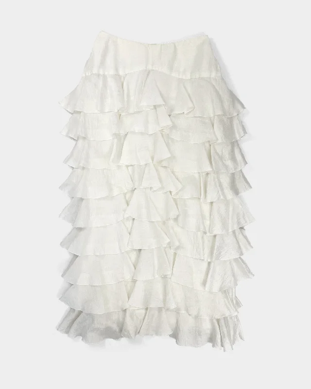 Amaya Arzuaga White Ruffled Skirt 2000's vintage skirt charm