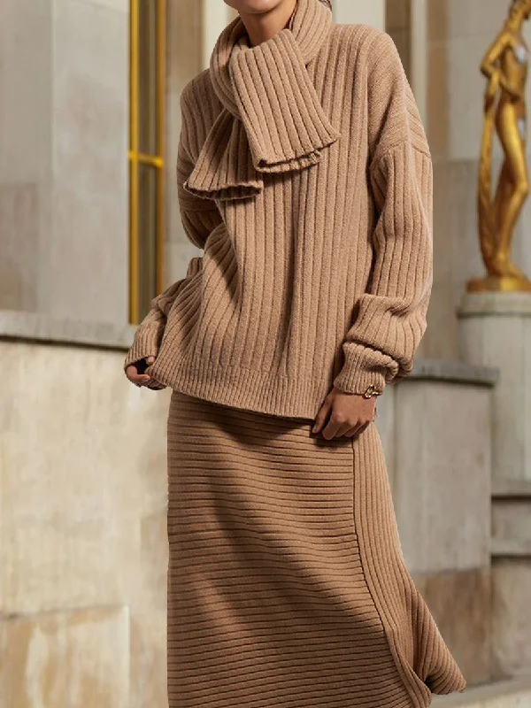 Two-piece Fashion Women's Solid Color Casual Sweater Wool Sweater Cotton Sweater Cashmere Sweater