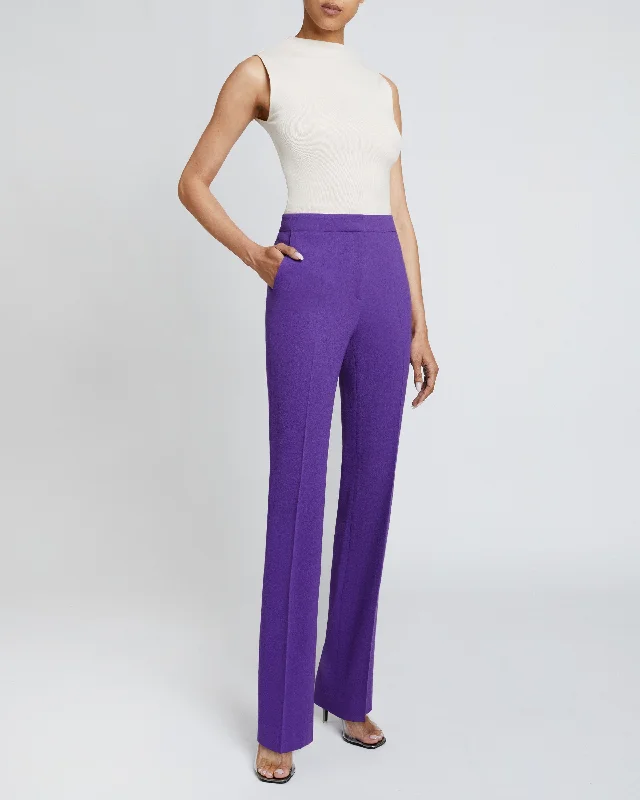 AMARA Straight Leg Pant in Luxury Wool Crepe Fashionable Button-Up Pants