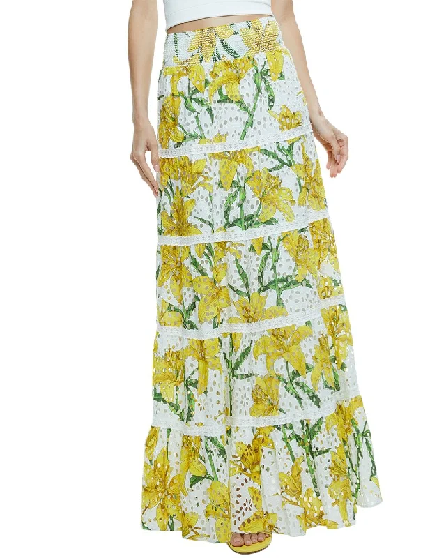 Alice + Olivia Aisha Tiered Midi Skirt high slit skirt