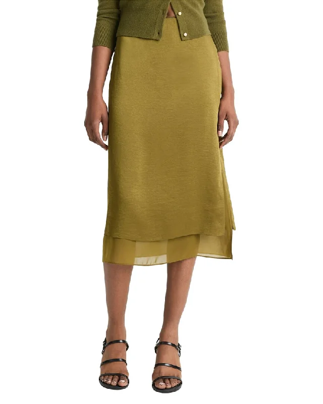 Vince Double Side Slit Straight Skirt leather skirt durable