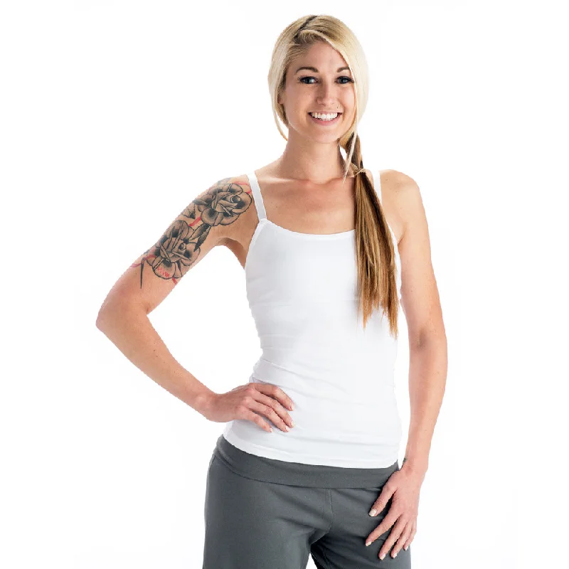 Strength Yoga Tank Camisole - White cold shoulder tank