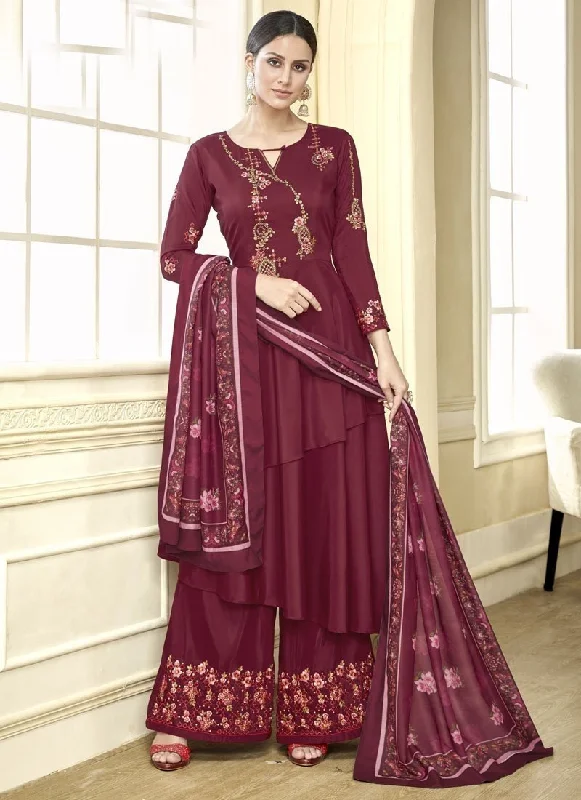 Maroon Maslin Palazzo Dress Tunics Sophisticated sleek