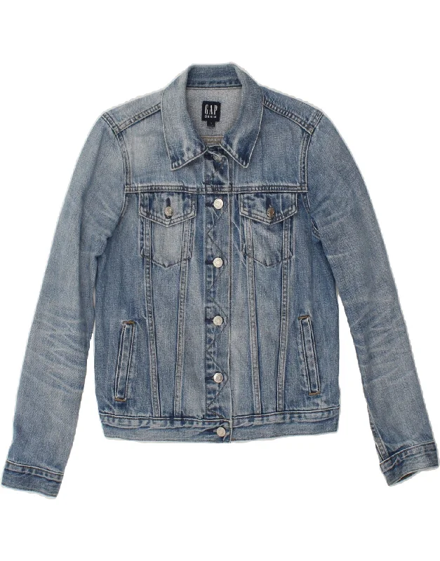 GAP Womens Denim Jacket UK 6 XS Blue Cotton Bomber Jacket Anorak Windbreaker