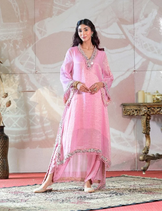 Chanderi Tissue Kaftan kurta and Dhoti Pants Chic Slim Fit Pants