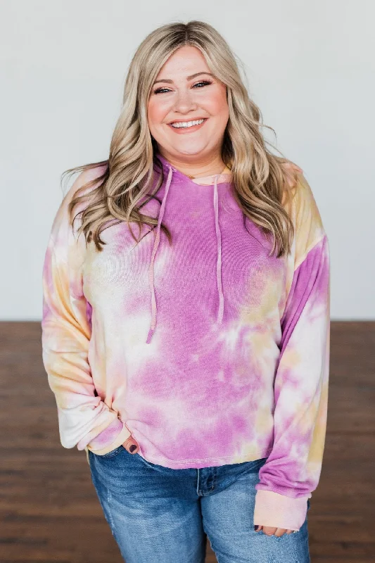 Anything But Simple Tie Dye Hoodie- Magenta, Yellow, Pink