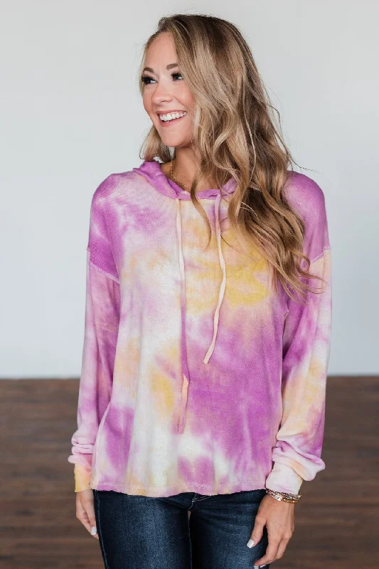 Anything But Simple Tie Dye Hoodie- Magenta, Yellow, Pink