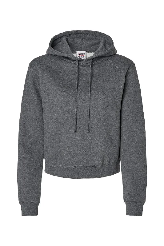 Badger Womens Crop Hooded Sweatshirt Hoodie - Charcoal Grey - NEW