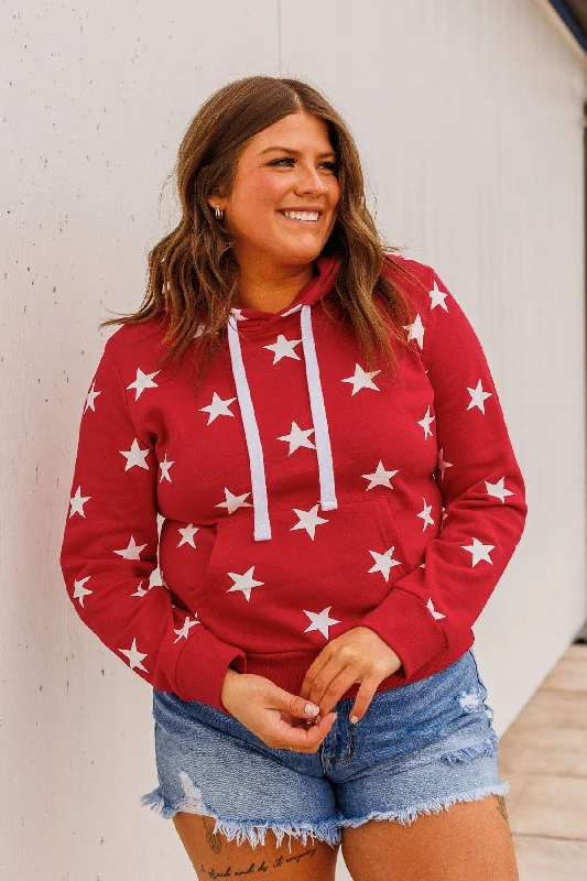 Be A Star Drawstring Hoodie- Red