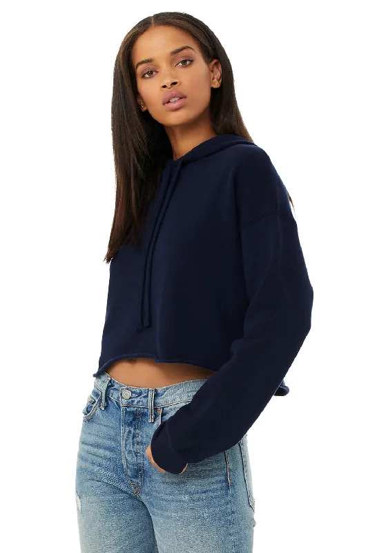 Bella + Canvas Womens Cropped Fleece Hooded Sweatshirt Hoodie - Navy Blue