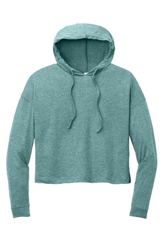 District Womens Perfect Tri Midi Hooded Sweatshirt Hoodie - Heather Eucalyptus Blue