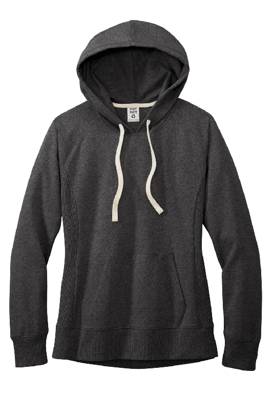 District Womens Re-Fleece Hooded Sweatshirt Hoodie - Heather Charcoal Grey