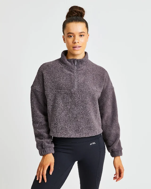 Effortless Oversized Crop Fleece - Charcoal