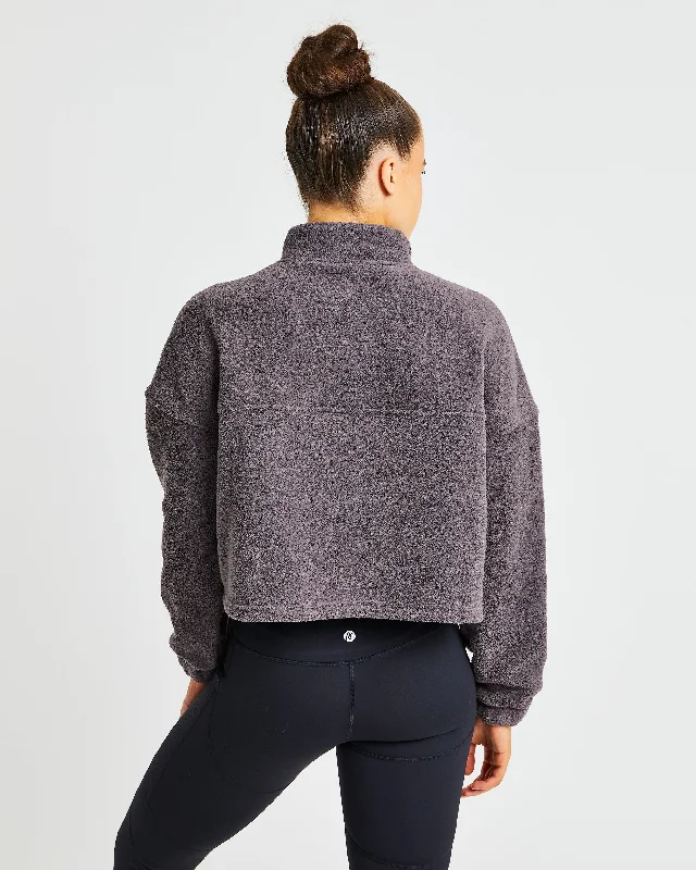 Effortless Oversized Crop Fleece - Charcoal