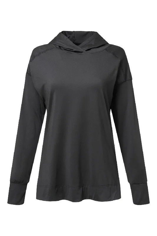 Holloway Womens Eco Revive Ventura Moisture Wicking Hooded Sweatshirt Hoodie - Black - NEW