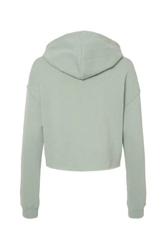 Independent Trading Co. Womens Crop Hooded Sweatshirt Hoodie - Sage Green - NEW