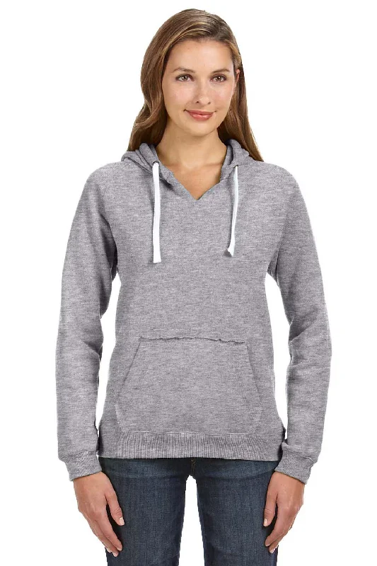 J America Womens Sydney Sueded Fleece Hooded Sweatshirt Hoodie - Oxford Grey