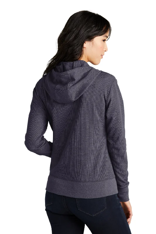 New Era Womens Thermal Full Zip Hooded Sweatshirt Hoodie - Heather True Navy Blue