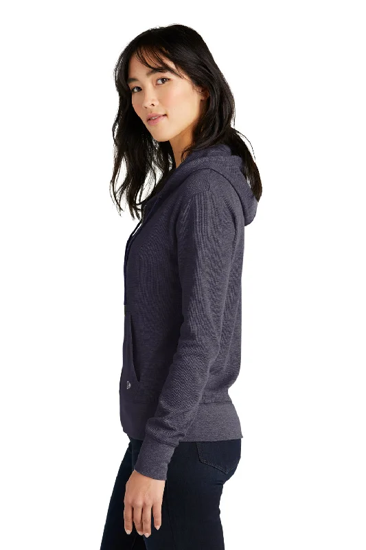 New Era Womens Thermal Full Zip Hooded Sweatshirt Hoodie - Heather True Navy Blue